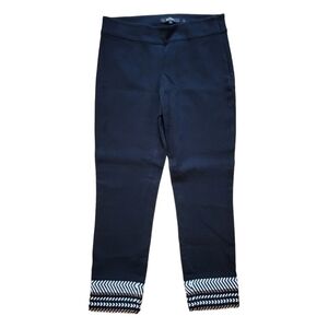 Badgley Mischka Cropped‎ Pants Womens Size 4 Black Embellished Trousers Casual